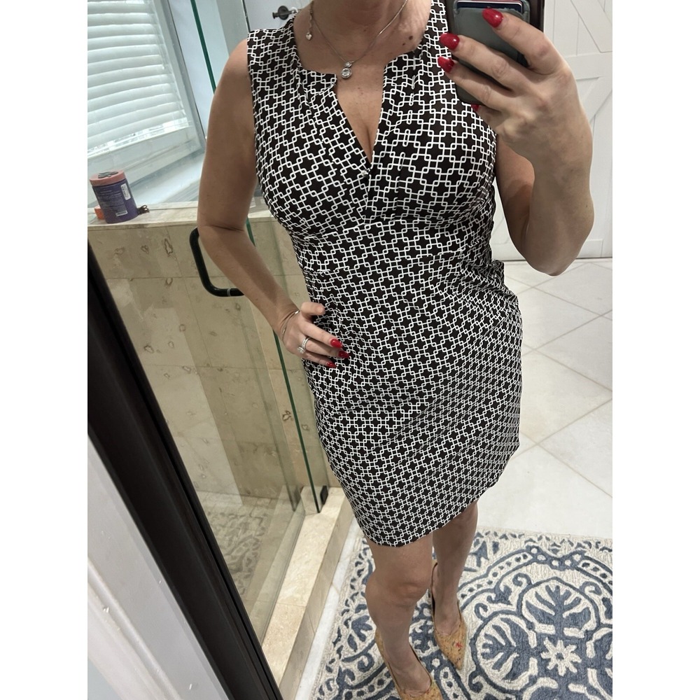Jude Connally Womens Geometric Lattice Shift Dress Brown Preppy Beach S